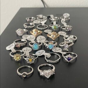 22 Fragrant Jewels Elegant Silver and Gold Women's Ring Set all size 7 except 1